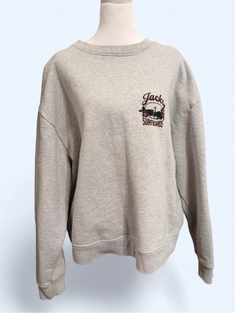 Jack’s Surfboards Beige Crewneck Sweatshirt with Chest Logo